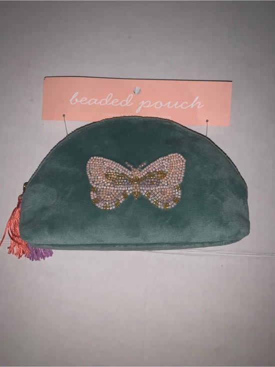 Spritz Handbags - Spritz Teal Velvet Beaded Butterfly Pouch
